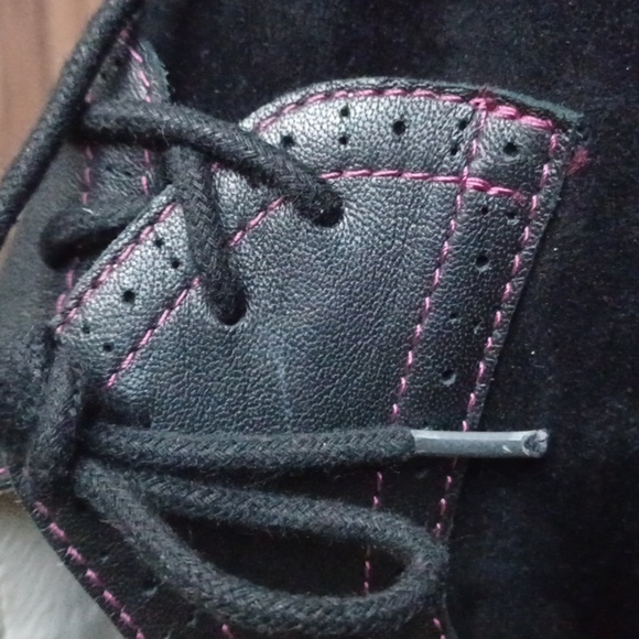 Jambu Black Leather Lace-Up San Fran Encore Oxford Heels Size 7, Pink Trim - Picture 7 of 8